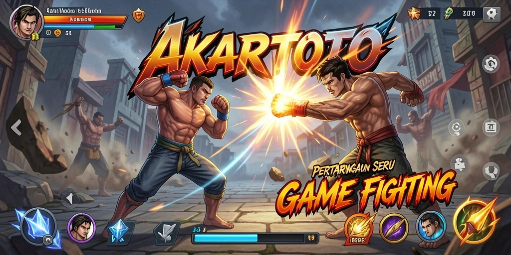 Tampilan gameplay seru dalam AKARTOTO dengan karakter beragam.