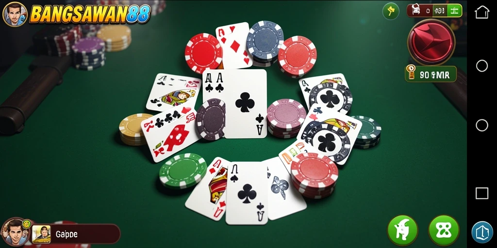Tampilan menarik dari gameplay Gaple di BANGSAWAN88.