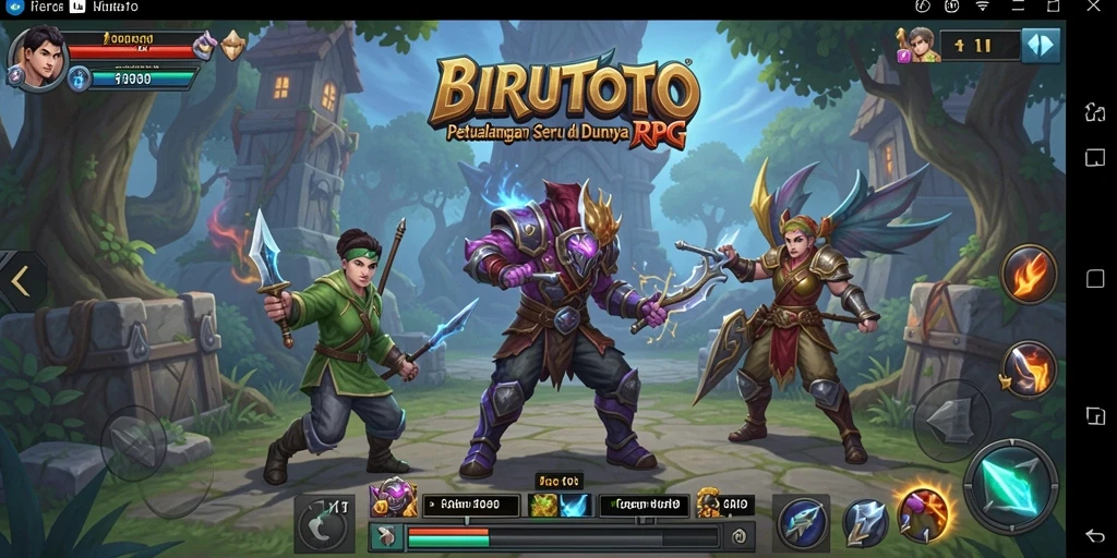 Screenshot gameplay BIRUTOTO menunjukkan petualangan seru di dunia RPG.
