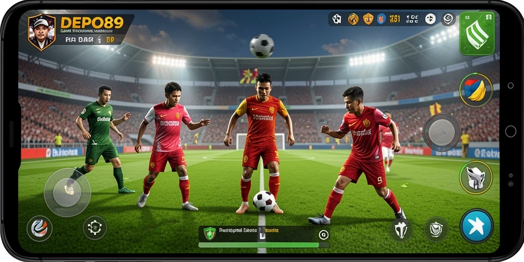 Tampilan gameplay DEPO89 dengan aksi seru di lapangan Football.