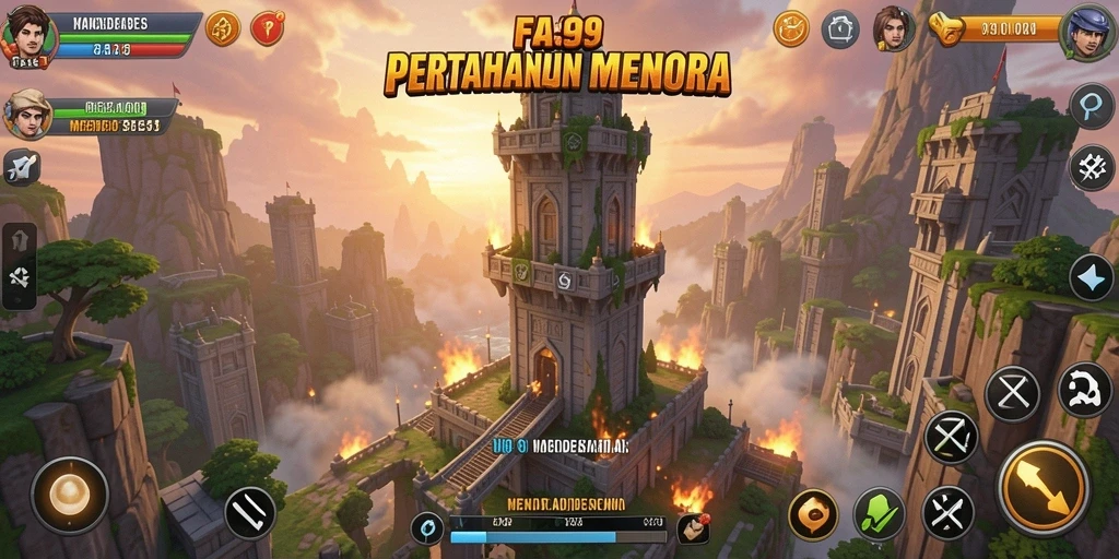 Tangkapan layar gameplay yang menampilkan pertahanan menara yang strategis.