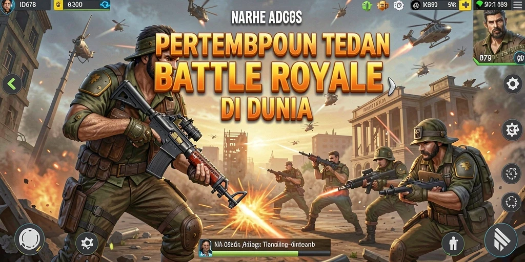 Tangkapan layar gameplay seru dari ID678, menampilkan pertempuran intens dalam Battle Royale.