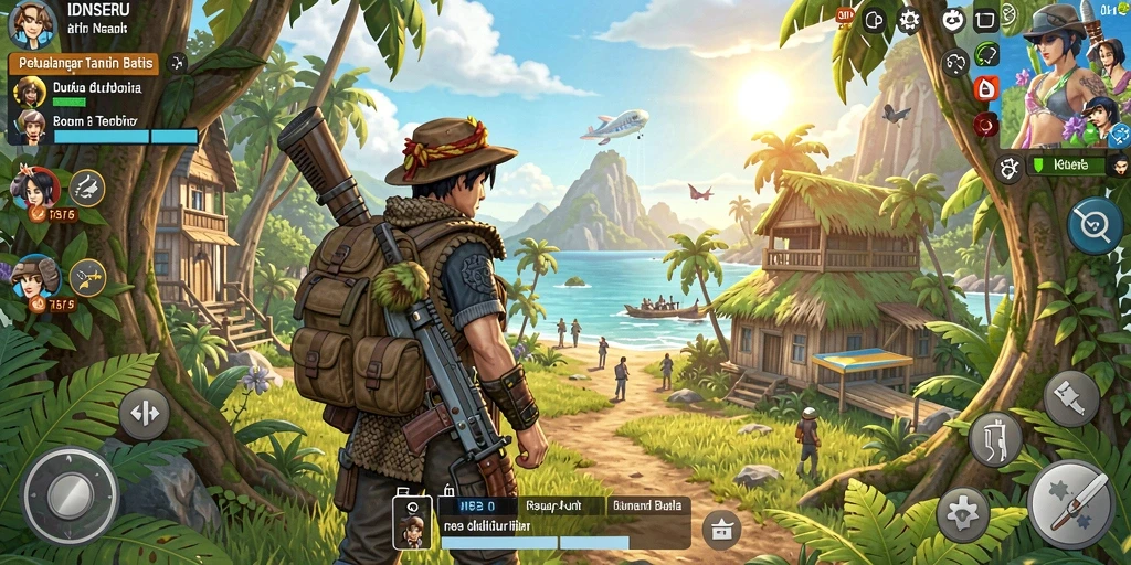 Screenshot gameplay IDNSERU menampilkan petualangan seru di dunia terbuka yang luas.