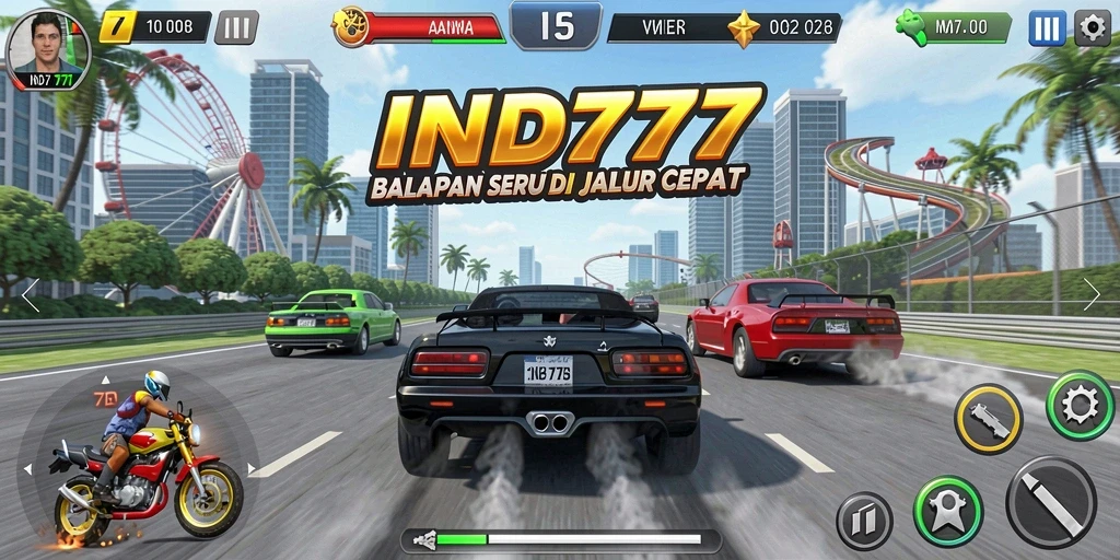 Gameplay IND777 yang intens dan menakjubkan di jalur balap.