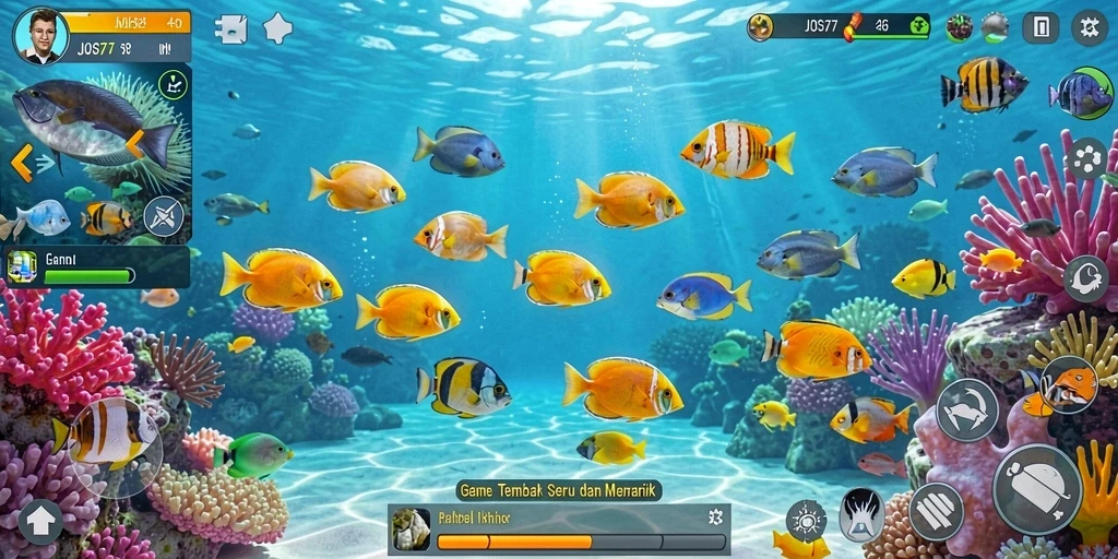 Screenshot JOS77 menunjukkan gameplay seru dalam menangkap ikan.