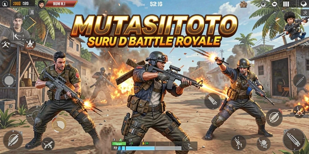 Tangkapan layar gameplay MUTASITOTO yang menampilkan pertempuran seru Battle Royale.