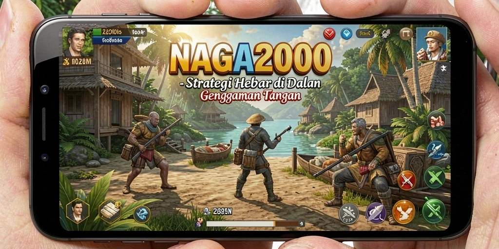 Screenshot gameplay NAGA2000 menampilkan pertarungan strategis seru.
