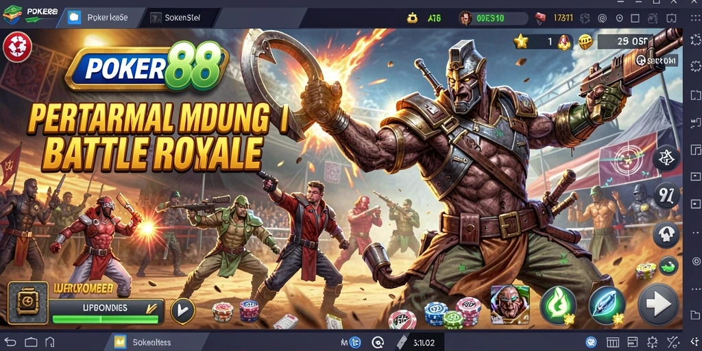 Screenshot POKER88 menampilkan momen seru pertarungan Battle Royale.