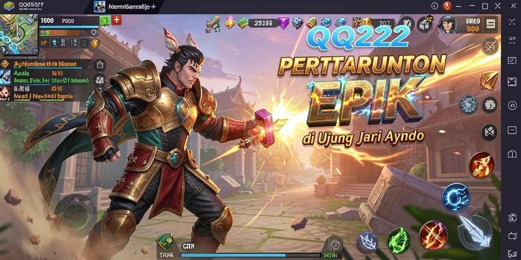 Screenshot tampilan gameplay seru dan aksi pertarungan di QQ222.