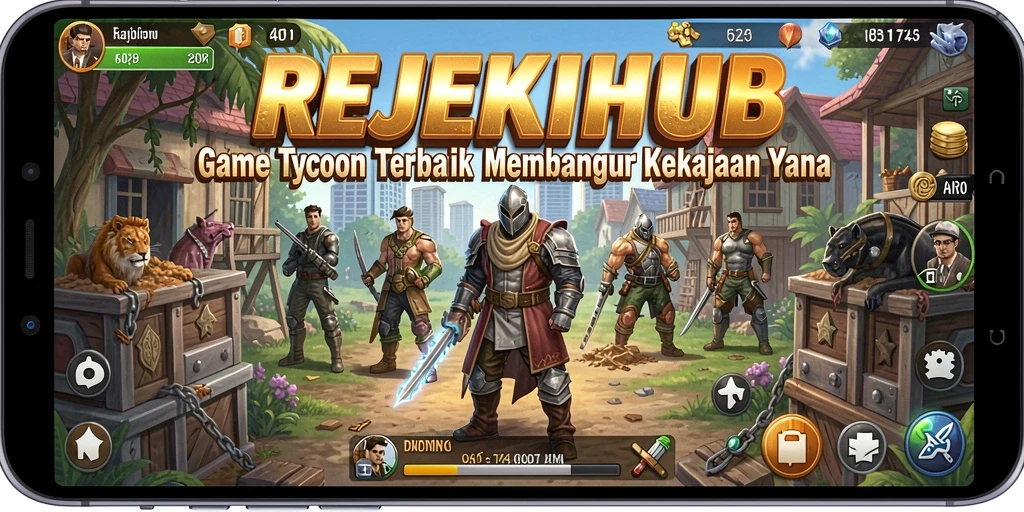 Tampilan gameplay REJEKIHUB yang menampilkan manajemen bisnis yang seru.