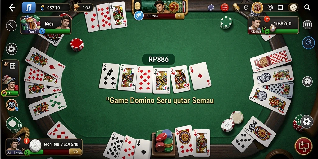 Screenshot menunjukkan aksi seru gameplay Domino dari RP886.