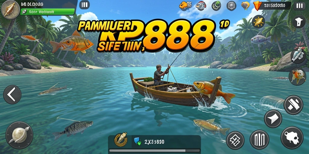 Tampilan gameplay RP888 dengan aksi memancing yang mendebarkan.