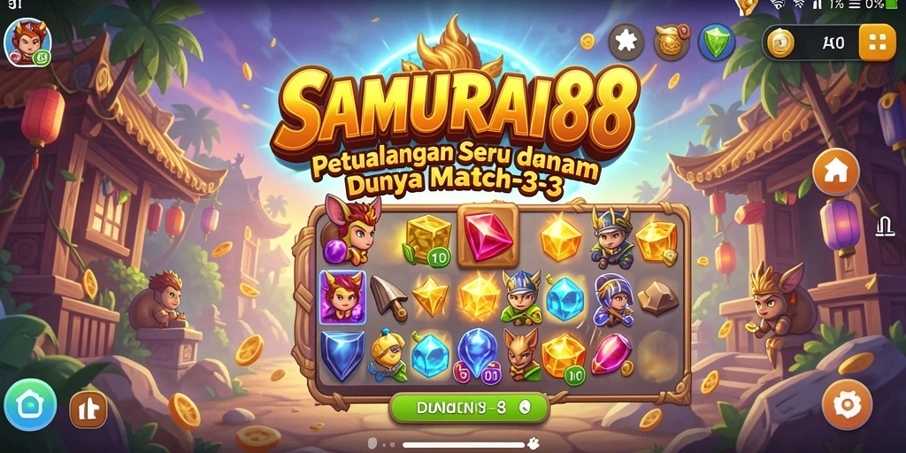 Screenshot dari gameplay menarik SAMURAI88 yang penuh strategi Match-3.
