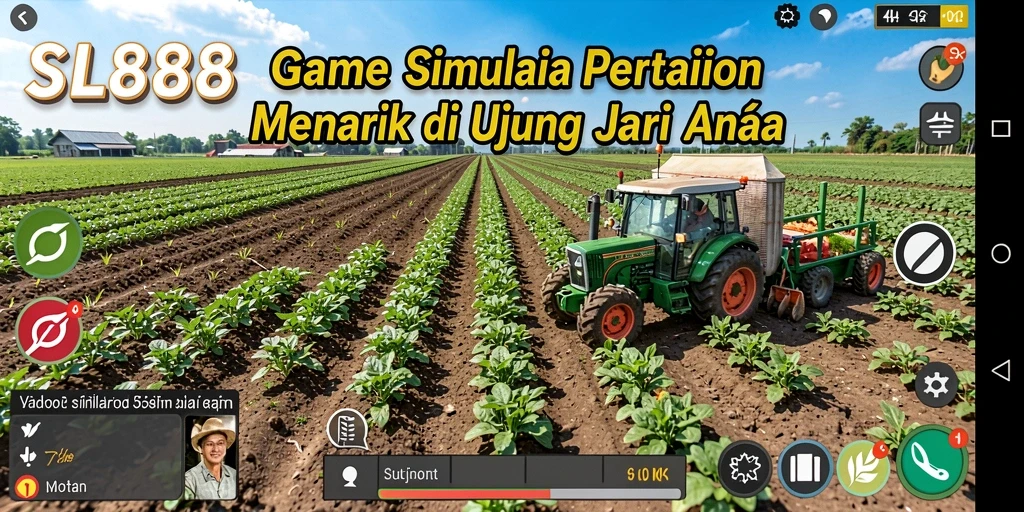 Screenshot utama SL888 menunjukkan gameplay bertani yang seru dan interaktif.