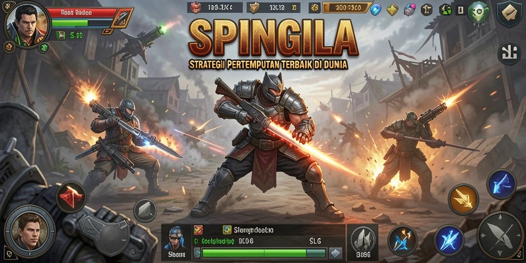 Tangkapan layar gameplay SPINGILA yang menunjukkan pertempuran strategis.