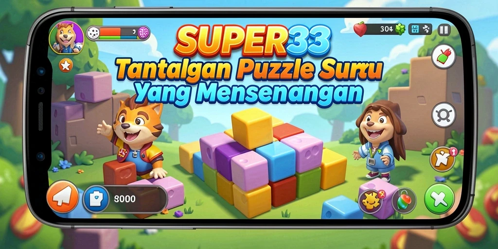 Screenshot SUPER33 menampilkan gameplay puzzle yang menantang dan menghibur.